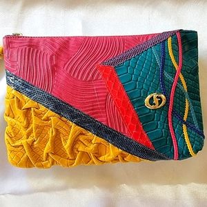 Multi colored leather pouch
